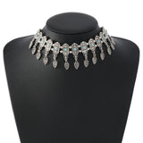 New Fashion Ethnic Style Retro Antique Alloy Carved Rhinestone Women's Neck Chain Choker Necklace Indian Jewelry