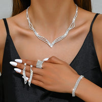2025 New Design Hot-Selling  Necklace Earrings Bracelet Set Fashion Clavicle Chain Bridal Jewelry