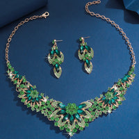 3PC Women's Wedding Season Fashion Luxury Flower Necklace Earrings Jewelry Set Suitable for Wedding Parties and Festival Gifts
