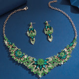 3PC Women's Wedding Season Fashion Luxury Flower Necklace Earrings Jewelry Set Suitable for Wedding Parties and Festival Gifts