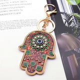 Islam Hand of Fatima Turky Blue Eyes Keychain Lucky Eye Hamsa Hands Flower Keyring Pendant Men Women Jewelry chaveiro para carro