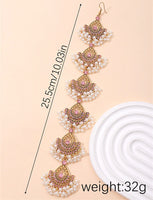 Vintage Hollow Hair Accessories For Women Crystal Stone Simulated Pearl Beads Tassel Head Chain Ethnic Style Women's Accesories
