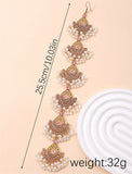 Vintage Hollow Hair Accessories For Women Crystal Stone Simulated Pearl Beads Tassel Head Chain Ethnic Style Women's Accesories