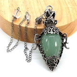 Water Drop Crystal Pendulum for Dowsing Spiritual Divination Natural Amethyst Rose Quartz Onyx Antique Pendulums Pendant Pendulo