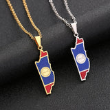 2024 new fashion stainless steel Belize map pendant necklace temperament everything collarbone chain birthday anniversary gift