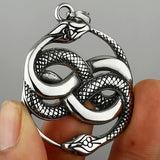 Retro Double Snake Pendant Unisex Fashion Personality Animal Snake 316L Stainless Steel Pendant Necklace Jewelry Gift Wholesale