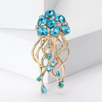 Women Shining Jellyfish Pins Rhinestone Beautiful Sea Animal Party Brooch