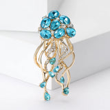 Women Shining Jellyfish Pins Rhinestone Beautiful Sea Animal Party Brooch