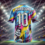 Football King Superstar Maradona Printed Men's Fan Commemorative Edition Sports T-shirt Daily Outdoor Breathable Quick Jersey