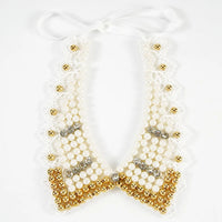 Pearl Beaded Lace Trim Collar Ribbons Women Necklace Wedding Jewelry for Clothes Dress  Beads Crystal Collar Wedding Jewelry