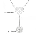 Jeshayuan Tetragramaton Necklace For Women Witch‘s Knot Charm Necklace Amulet Protection Pentacle Necklace Jewelry