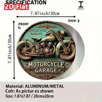 2D Vintage Round Aluminum Sign - Retro Metal Tin Sign - Motorcycle Rustic Metal Wall Art ,Room Decor Gift For Motorcycle