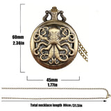 Unique Retro Bronze Octopus Pattern Design Quartz Pocket Watch With Necklace Chain Gift for Male Kids Chronograph Hombre Relojes