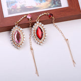 2024 Trend Big Crystal Pendant Forehead Chain Hairpin Hair Accessories Women's Ethnic Tiara Headpiece Tikka Indian Head Jewelry