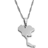 Anniyo the Kingdom of Thailand Map Pendant Necklaces for Women/Girl Jewelry Thai  #024721
