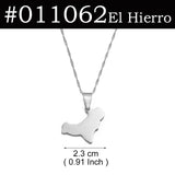 Anniyo 2.3CM Spain El Hierro Map Pendant Necklaces for Women Stainless Steel Jewelry #011062