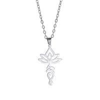 EUEAVAN Lotus Flower Yoga Pendant Necklace Stainless Steel Om Unalome Symbol Necklaces for Women Men Buddhist Amulet Jewelry