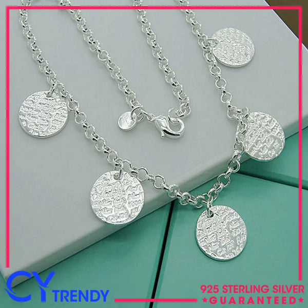 925 Sterling Silver OTTOMAN COIN GYPSY Pendant Chain Necklace Fashion Jewelry