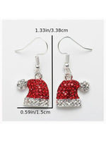 1 Pair Women's Cute Christmas Hat Earrings with Deer Christmas Hat Synthetic Zirconia Stud Earrings Christmas Ornament Gift