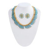 European And American Fashion Retro Niche Inlaid Stone Ear Clip Temperament Personality Necklace Collarbone Chain Set