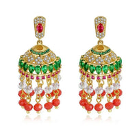 Gypsy Jewelry Retro Ethnic Indian Jhumka Crystal Small Bells Beads Drop Tassel Earrings Women Bohemian Statement Jhumki Tribal