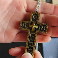 Vintage Cross Pendant Necklace with Secret Compartment Cross Necklace 3D Printed Charm Jewelry Necklace for Women Men