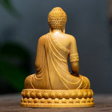 Natural Cypress Lndia Shak yamuni Buddha Characters Figurines Hand Carved Solid Wood Home Room Office Feng ShuiDecoration Statue