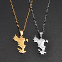 Anniyo 2.9cm Mayotte Map Pendant Necklaces for Women Girls France Jewelry #013662