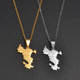 Anniyo 2.9cm Mayotte Map Pendant Necklaces for Women Girls France Jewelry #013662