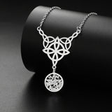 Jeshayuan Tetragramaton Necklace For Women Witch‘s Knot Charm Necklace Amulet Protection Pentacle Necklace Jewelry