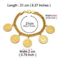 Anniyo Turkish Coin Bracelet for Women Men Turkey's Ancient Coins Banglet Turk Jewelry Gold and Silver Color  #122601