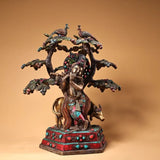 13 inch bronze gold inlay Gem Indian Buddhism Visnu Krishna gods deities statue