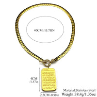 Islam Quran Muslim Pendant Necklace for Women Men Stainless Steel Gold Color Geometric Arabic Medal Amulet Chain Jewelry Gift
