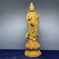 Natural Solid wood Sculpture Guanyin, Buddha Tathagata Statue ,Chinese Buddhist Figures Home Room Office Feng Shui Statues