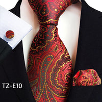 Royal Striped Paisley Ties For Men Luxury 8cm Necktie Pocket Square Cufflinks Gift Set Jacquard Weave Tie Suit Accessories