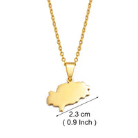 Anniyo 2.3cm Spain Ibiza Map Pendant Necklaces for Women Girl Iviza Ivica Stainless Steel Jewelry #012462