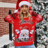 2025 Winter Women Christmas Knitted Sweater Santa's Favorite Print Pullover Full Sleeve O Neck Loose Soft Jumpers Xmas Look Wear