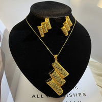 Dubai 24K Gold Color Long Jewelry Sets Wedding African Necklace Earrings For Women Nigerian Indian Bridal Set Party Gifts