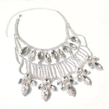 Exaggerated Leaf shaped Necklace Earring Set Women's Accessories Rhinestone Jewelry Set Banquet Party Jewelry Two Piece Set Jewe