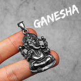 Hinduism Ganesha Stainless Steel Men Necklaces Pendant Chain Powerful Amulet Punk Rock Vintage For Women Jewelry Gifts Wholesale