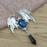 New Goth Halloween Necklace Blue Crystal Vampire Bat Pendant Blue Black Crystal Choker Necklace Punk Jewelry