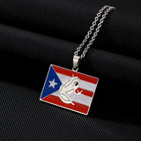 2024 New fashion stainless steel Puerto Rico Flag necklace for women and men couples ethnic style accessory collarbone chain ann