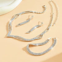 2025 New Design Hot-Selling  Necklace Earrings Bracelet Set Fashion Clavicle Chain Bridal Jewelry