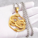 Retro Double Snake Personalized Fashion Necklace Golden Snake Stainless Steel Pendant Boy Girl Jewelry Gift Jewelry Wholesale