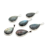 Natural Labracorite Crystal Water Drop Stone Pendant Necklace For Women Spectrolite Gemstone Energy Healing Amulet Man Jewellery