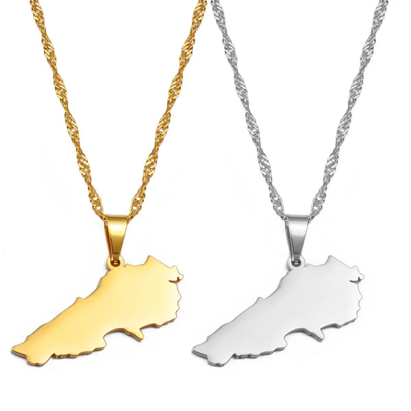 Anniyo Liban Map Pendants Necklaces Silver Color/Gold Color Jewelry Lebanon Map Chain Necklaces #201621