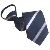 Zipper Ties For Men Women Striped Mens Tie For Business Wedding Skinny Neck Tie Casual Slim Blue deep Light navy blue Necktie