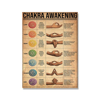 Yoga Chakra Awakening Vintage Posters and Prints Yoga Hand Movement Canvas Painting Modern Wall Home Decor Pictures