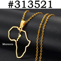 Anniyo Morocco and Eritrea Map Pendant Necklaces Stainless Steel Jewelry #313421
