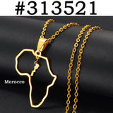 Anniyo Morocco and Eritrea Map Pendant Necklaces Stainless Steel Jewelry #313421